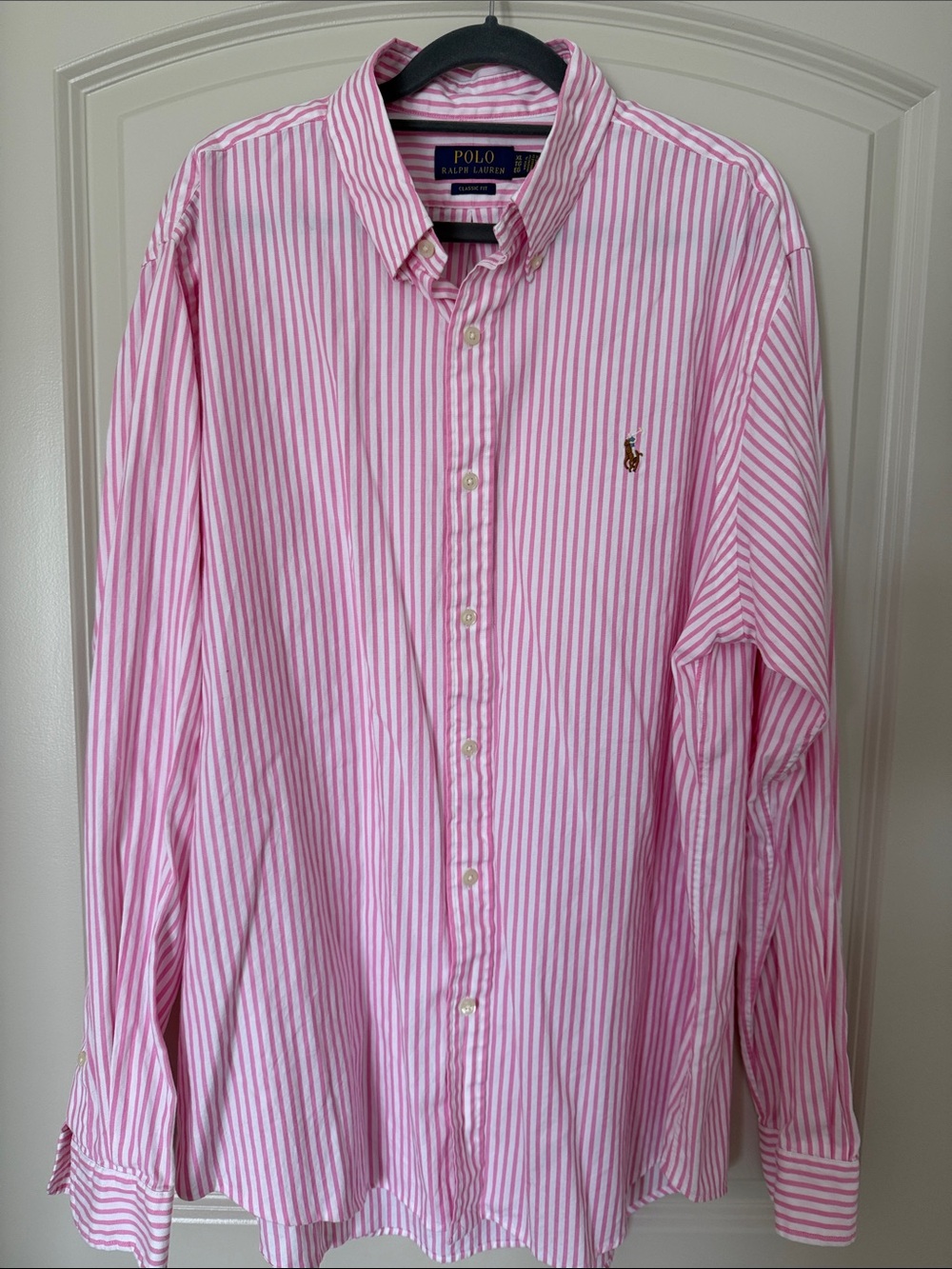 Polo by Ralph Lauren Pink and White Striped Button-Down Shirt Size XL 0108